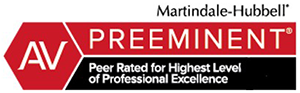 Martindale Hubbel AV preeminent, Peer Rated for Highest Level of Professional Excellence
